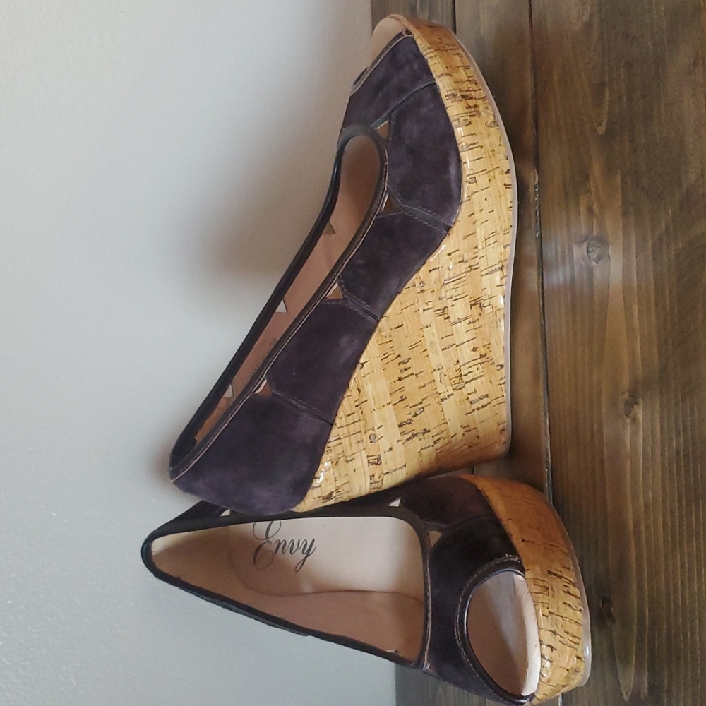 Faux suede wedge sandals